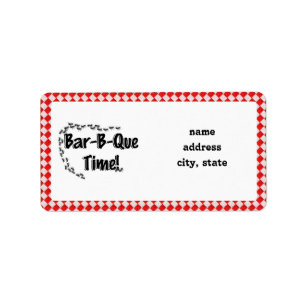 Het is BBQ Time. Rood Gecontroleerde tafelkledij m Etiket
