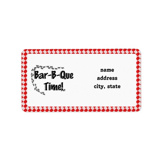 Het is BBQ Time. Rood Gecontroleerde tafelkledij m Etiket (Voorkant)