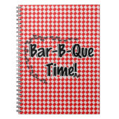 Het is BBQ Time. Rood Gecontroleerde tafelkledij m Notitieboek (Voorkant)
