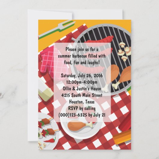 Het is BBQ Time, Summer Barbecue Cookout Kaart (Achterkant)