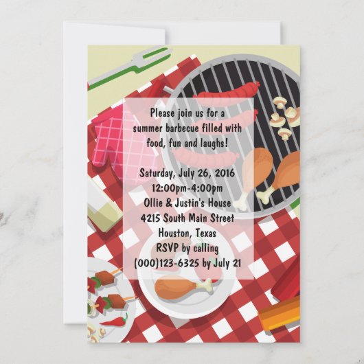 Het is BBQ Time, Summer Barbecue Cookout Kaart (Achterkant)