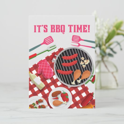 Het is BBQ Time, Summer Barbecue Cookout Kaart (Staand voorkant)