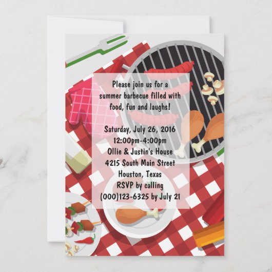 Het is BBQ Time, Summer Barbecue Cookout Kaart (Achterkant)