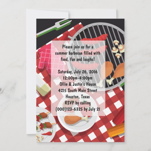 Het is BBQ Time, Summer Barbecue Cookout Kaart (Achterkant)