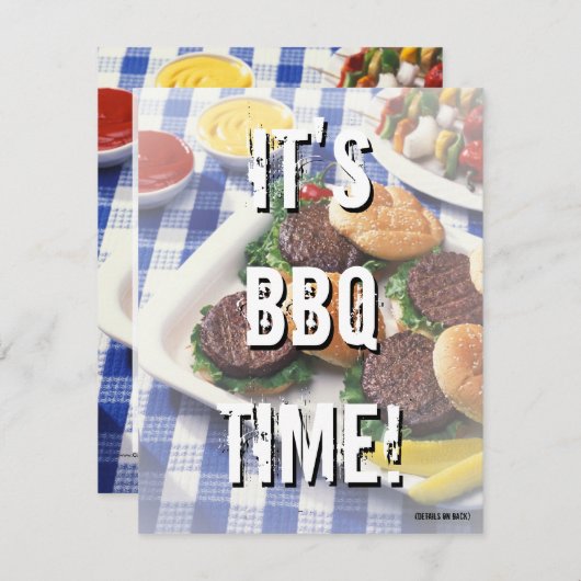 Het is BBQ Time, Summer Barbecue Kaart (Voorkant / Achterkant)