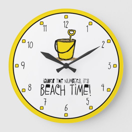Het is 'Beach Time'. Geel Grote Klok (Voorkant)