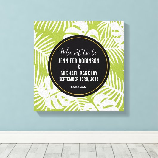 Het is bedoeld als een groen palmgordel canvas afdruk (Insitu (Houten vloer))