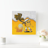 Het is Beer O'Clock Beer Mok Character Vierkante Klok (Huis)