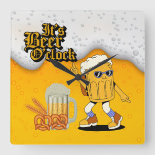 Het is Beer O'Clock Beer Mok Character Vierkante Klok