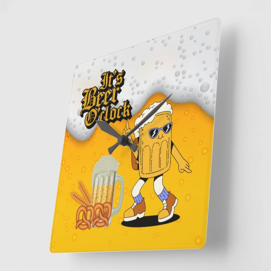 Het is Beer O'Clock Beer Mok Character Vierkante Klok (Hoek)