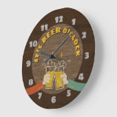 Het is Beer O'Clock Dark Wood Texture Retro Cartoo Grote Klok (Hoek)