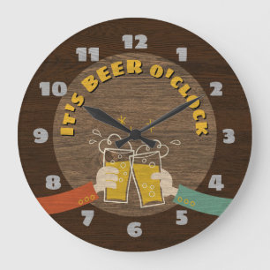 Het is Beer O'Clock Dark Wood Texture Retro Cartoo Grote Klok