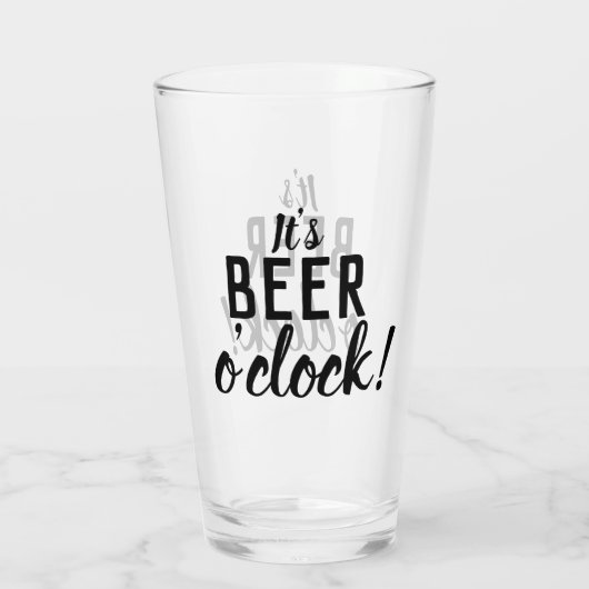 Het is Beer O'Clock Grappig Drink bierglas Glas (Achterkant)