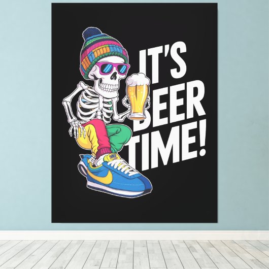 Het is Beer Time Canvas Afdruk (Insitu (Houten vloer))