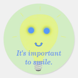 Het is belangrijk om te lachen, gezicht gloeilamp ronde sticker