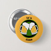 "Het is biertijd!" bierbril laten klinken. Ronde Button 5,7 Cm (Voorkant /achterkant)