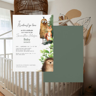 Het is bijna geen tijd Woodland Animal Baby shower Kaart