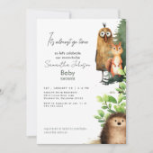 Het is bijna geen tijd Woodland Animal Baby shower Kaart (Voorkant)