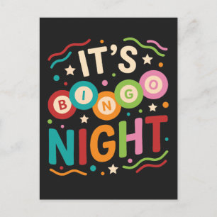 Het is Bingo Avond Kleurrijk Retro Bingo Speler Fe Briefkaart