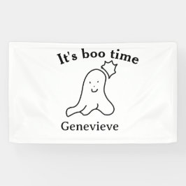 Het is boe tijd naam Halloween datum tijd spook zw Spandoek
