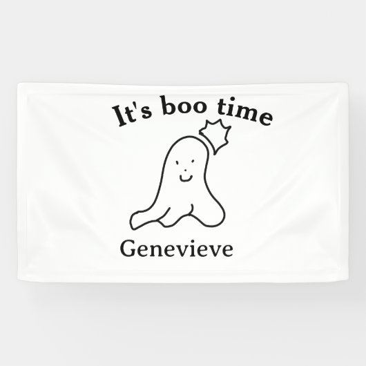 Het is boe tijd naam Halloween datum tijd spook zw Spandoek (Horizontaal)