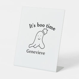 Het is boo-tijd naam Halloween datum tijd spook zw Reclamebord Met Voetstuk