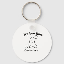 Het is boo-tijd naam Halloween datum tijd spook zw Sleutelhanger