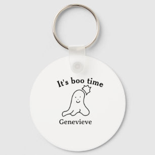 Het is boo-tijd naam Halloween datum tijd spook zw Sleutelhanger