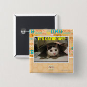 Het is Caturday? Vierkante Button 5,1 Cm (Voorkant /achterkant)
