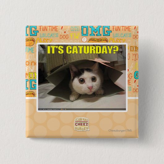 Het is Caturday? Vierkante Button 5,1 Cm (Voorkant)