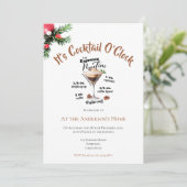 Het is Cocktail O'Clock Christmas Party Brown Drin Kaart (Staand voorkant)