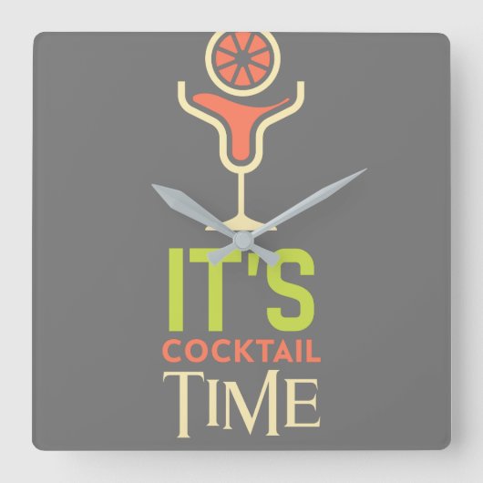 Het is Cocktail Time Bar Wall Clock Vierkante Klok (Voorkant)