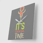 Het is Cocktail Time Bar Wall Clock Vierkante Klok (Hoek)
