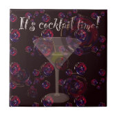 Het is cocktailtijd, leuk martini bubbels patroon tegeltje (Voorkant)