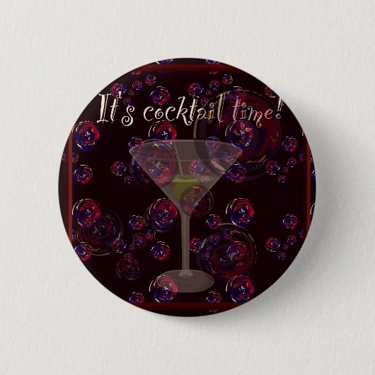 Het is cocktailtime, leuk martinische belletjes pa ronde button 5,7 cm (Voorkant)