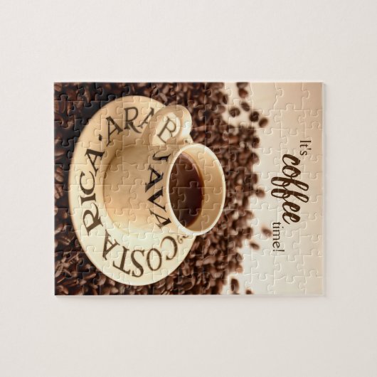 Het is Coffee Time Espresso Cup en Koffiebonen Legpuzzel (Horizontaal)