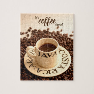 Het is Coffee Time Espresso Cup en Koffiebonen Legpuzzel
