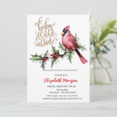 Het is Cold Red Cardinal Holly Berry Baby shower Kaart (Staand voorkant)