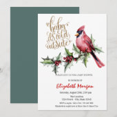 Het is Cold Red Cardinal Holly Berry Baby shower Kaart (Voorkant / Achterkant)