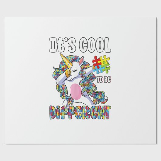 Het is cool om anders te zijn Dabbing Unicorn Auti Cadeaupapier (Vlak)