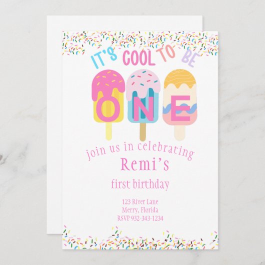 Het is Cool to Be One, Popsicie thema verjaardagsf Kaart (Voorkant / Achterkant)