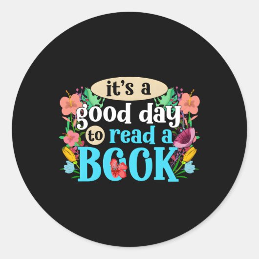 Het is dag om boek te lezen ronde sticker (Voorkant)