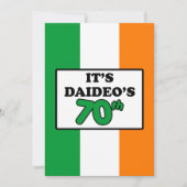 Het is Daideo's 70ste verjaardag Ierse vlag uitnod Kaart (Voorkant)