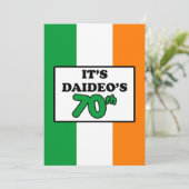 Het is Daideo's 70ste verjaardag Ierse vlag uitnod Kaart (Staand voorkant)
