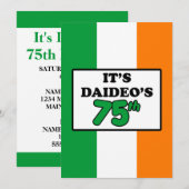 Het is Daideo's 75e verjaardag Ierse vlag Invite Kaart (Voorkant / Achterkant)