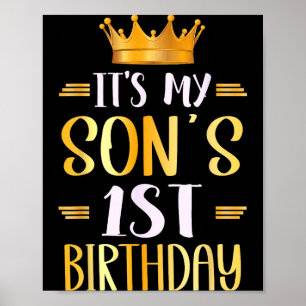 Het is de 1e verjaardag van mijn zoon Gefeliciteer Poster
