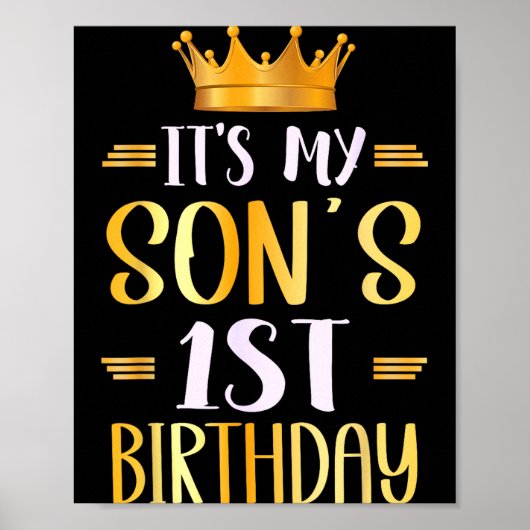 Het is de 1e verjaardag van mijn zoon Gefeliciteer Poster (Voorkant)