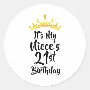 Het is de 21e verjaardag van mijn nicht Kroon Gelu Ronde Sticker