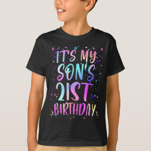 Het is de 21e verjaardag van mijn zoon Kleurrijke T-shirt