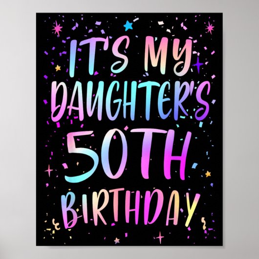 Het is de 50e verjaardag van mijn dochter Kleurrij Poster (Voorkant)